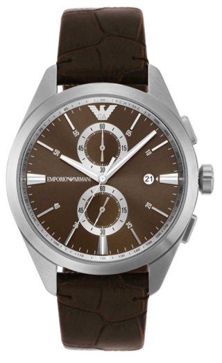 Emporio Armani Claudio Chronograph Brown Dial Brown Leather Strap Watch For Men - AR11482 - Image 2